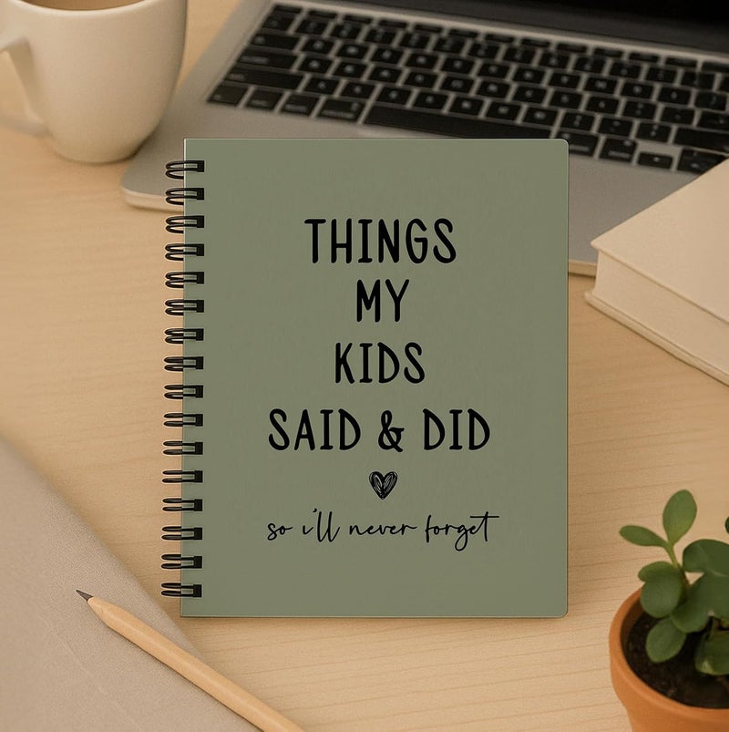 bitCNY Things My Kids Said & Did Notebook – Funny Quote Memory Journal for Parents – Sage Green and White Design, Keepsake for Moms and Dads - 5.5x8.3 Inch 315 - Image 3
